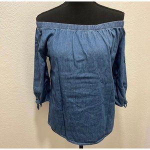 Endless Love Off-the-Shoulder Denim Blouse